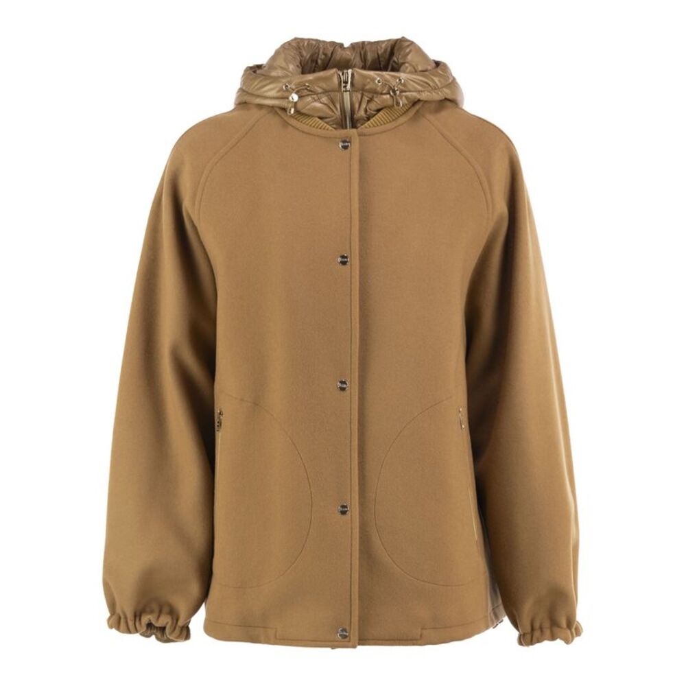 Herno Women Virgin Wool Jacket With Removable Bib